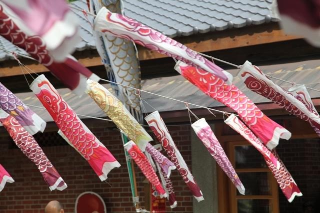 Khánh tu viện: Ngôi chùa Nhật Bản duy nhất tại Hoa Đông - 6 Cờ cá chép được treo ở lối vào hay trong chùa, đó là để chuyển bị cho ngày ngày lễ những bé gái 3/3 và ngày lễ những bé trai 5/5