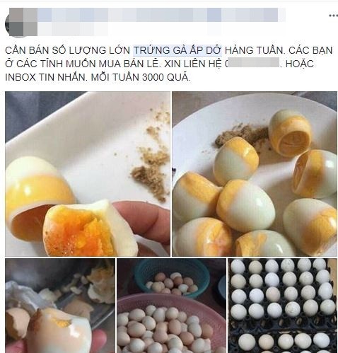 Nhiều thương lái cho biết, trứng gà ấp dở bán rất chạy và được nhiều người ưa chuộng. Ảnh: FB.