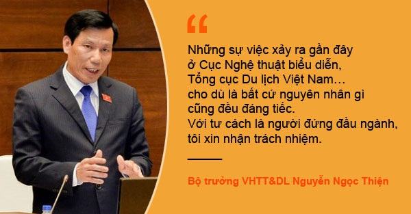 Xem thêm: Bộ trưởng Nguyễn Ngọc Thiện nhận trách nhiệm ở Cục biểu diễn, Tổng cục Du lịch
