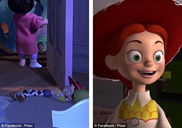 Một món đồ chơi khác trong “Monsters Inc.” (Công ty quái vật - 2001) chính là nhân vật Jessie trong “Toy Story” (Câu chuyện đồ chơi - 1995).