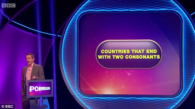 Câu hỏi dành cho Sarah là hãy gọi tên những quốc gia (trong tiếng Anh) có kết thúc là hai phụ âm.