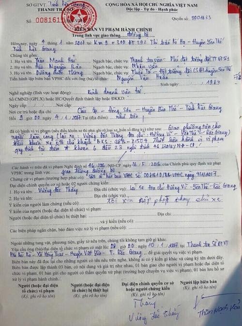 Bắc Giang: Truy bắt, xử phạt “nóng” xe dù từ thông tin phản ánh của Báo Dân trí - 2
Biên bản vi phạm hành chính được lập với xe dù hoạt động chui.