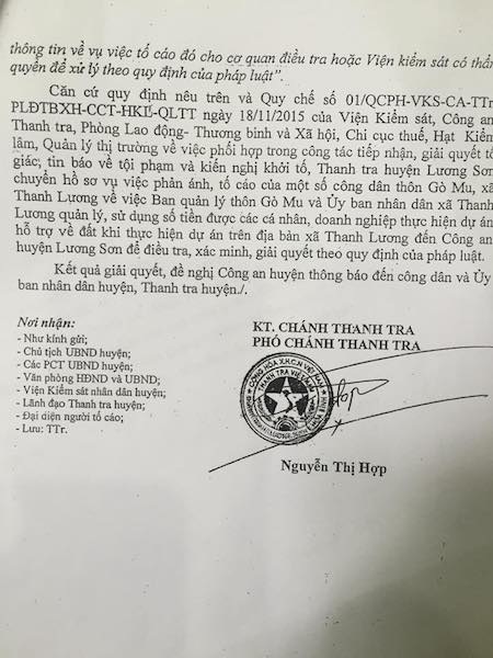 Hoà Bình: Dân tố bị thu hồi đất mập mờ cho doanh nghiệp, chính quyền nói gì? - 5
UBND huyện Lương Sơn cho biết Công an tỉnh Hoà Bình đang thụ lý việc sử dụng kinh phí không minh bạch 2,4 tỷ đồng tại địa phương.
