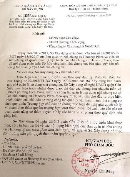 Hà Nội: Cư dân chung cư Hancorp Plaza mệt nhoài đi đòi quyền được sống bình yên - 4
Nhiều cơ quan đốc thúc nhanh chóng giải quyết dứt điểm khiếu nại của cư dân.
