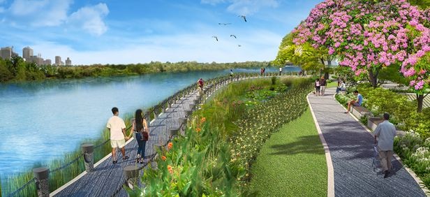 
Toàn bộ diện tích mặt sông trong đô thị PMH được chủ đầu tư phát triển các công trình công cộng như trường học, công viên. Công viên Sakura Park là một phần của khu phức hợp, có vị trí cạnh dòng sông
