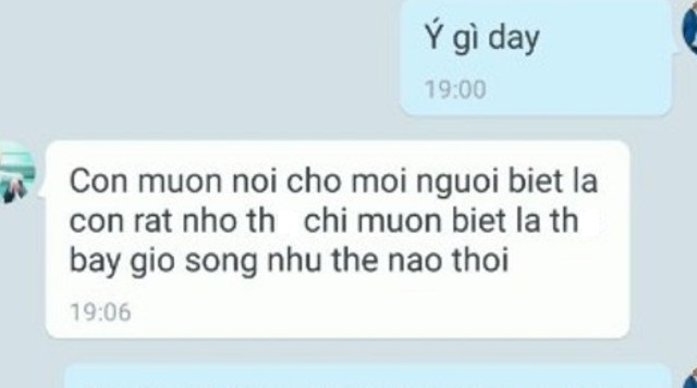 
Tin nhắn qua Zalo được cha em Th. cho là của dượng út em Th. gửi cho ông trước khi Th. sinh con.
