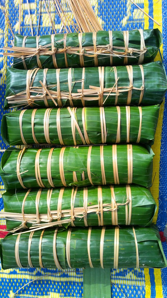 Những chiếc bánh tét đã được gói thành phẩm