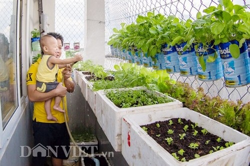 Chủ nhân của vườn rau độc đáo này là anh Nguyễn Văn Biển, sinh năm 1991 ở ngã Sáu, Châu Thành, Hậu Giang.