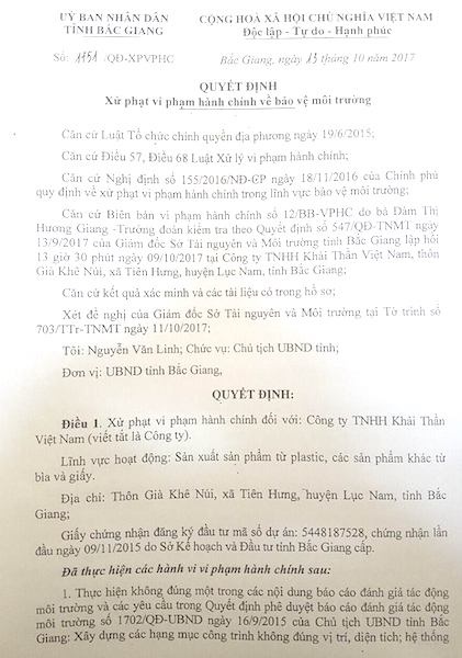 Hàng loạt chiêu “bức tử” môi trường của một doanh nghiệp nước ngoài tại Bắc Giang - 1 Hàng loạt chiêu “bức tử” môi trường của một doanh nghiệp nước ngoài tại Bắc Giang - 1
