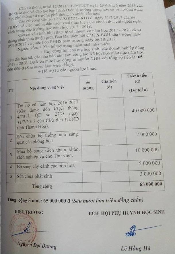 Loạn thu, chi ở trường nghèo - 2 Dùng cả tiền hỗ trợ tu sửa nhỏ và tiền vệ sinh để mua hoa cây cảnh với tổng số tiền 9 triệu đồng