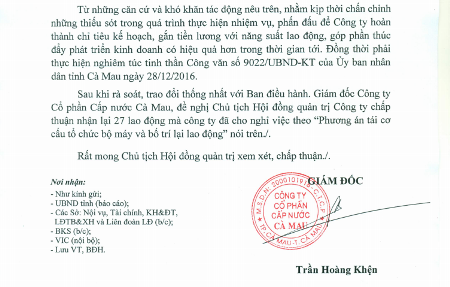 Vì sao Chủ tịch HĐQT Công ty Cấp nước “chần chừ” chưa nhận lại người lao động? - 2 Ban giám đốc Công ty Cấp nước có tờ trình nhận sai sót, đề nghị nhận lại 29 lao động, nhưng ông Chủ tịch HĐQT công ty này vẫn... chần chừ.