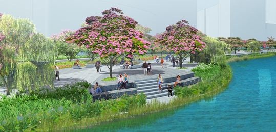 Không chỉ có nhiều tiện ích khu vui chơi trẻ em, khu tổ chức lễ hội, khu thể thao… , công viên Sakura Park còn giống như một vườn thực vật được tạo nên từ nhiều loại cây, hoa như hoa anh đào Singapore Sakura, các loại thủy sinh, liễu, me tây, chuông hồng…