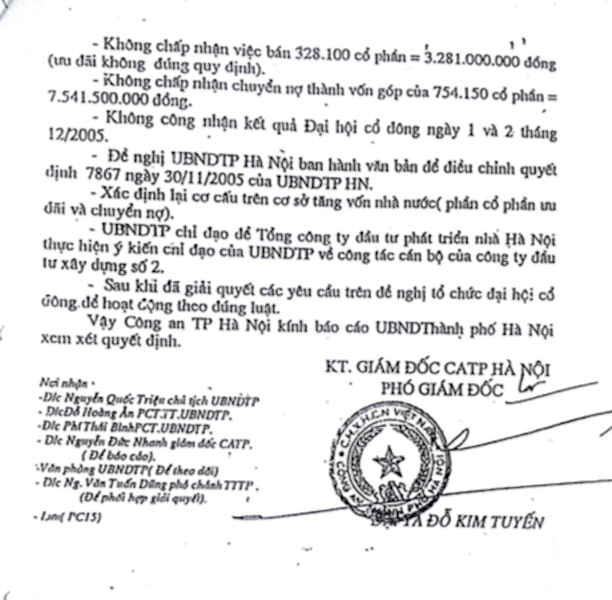 Vụ cổ phần hóa tai tiếng tại HACINCO: Văn phòng Chính phủ đốc thúc giải quyết - 6
Báo cáo của Công an TP Hà Nội chỉ ra rõ các sai phạm và trách nhiệm thuộc về ông Nguyễn Chí Sỹ, nguyên giám đốc công ty.