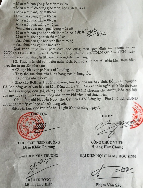 Bài 2: Kết luận thanh tra trường dự kiến “một rừng” khoản thu, chi đầu năm - 2 UBND phường Quảng Hưng đồng ý cho nhà trường một số khoản vận động từ nguồn xã hội hóa
