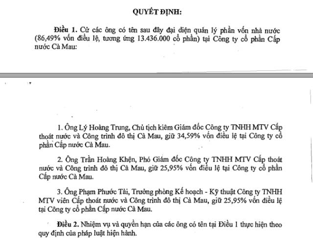 UBND tỉnh Cà Mau có can thiệp “sâu” vào hoạt động nội bộ Công ty Cấp nước? - 1 Trên thực tế, các ông Lý Hoàng Trung, Trần Hoàng Khện và Phạm Phước Tài là viên chức Nhà nước, nên UBND tỉnh Cà Mau có quyền kỷ luật đối với các vị này theo quy định của Luật viên chức.