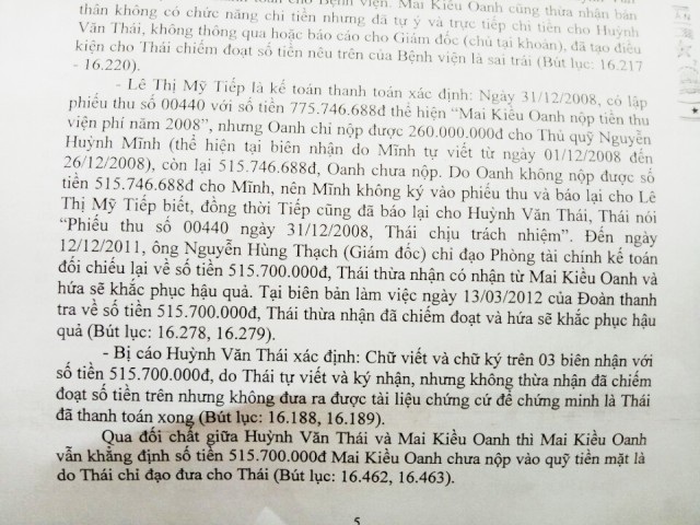 Cà Mau: Bị kết tội "Tham ô", một nữ kế toán bệnh viện “kêu oan” - 2 Trước đây, khi làm việc với cơ quan chức năng, ông Huỳnh Văn Thái đã thừa nhận hành vi chiếm đoạt của mình và hứa sẽ chịu trách nhiệm.