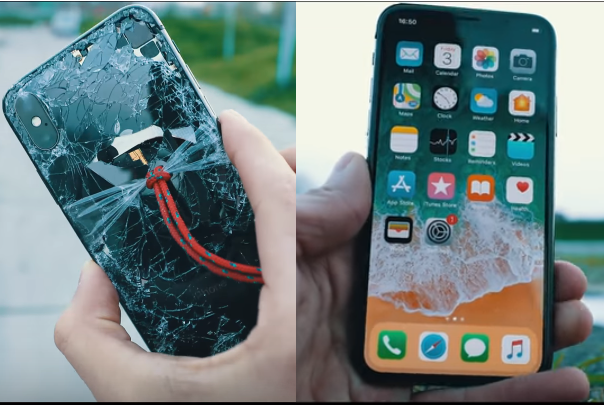 Dân mạng thi nhau thả rơi, dùng búa nện iPhone X để "thử độ bền" - 5 Dù mặt sau vỡ nát gần hết, nhưng mặt trước iPhone X lại không hề tổn hại gì, và vẫn sử dụng được một cách khó tin.