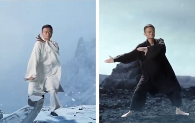Xem Jack Ma đọ tài cao thấp với các “cao thủ võ lâm” - 9 Võ sư Ma tiếp tục thực hiện các động tác Thái Cực Quyền trong 5 phút cuối phim sau khi đánh thắng các đối thủ.