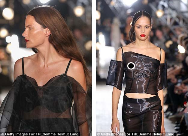 Một số thiết kế sử dụng chất liệu vải voan trong suốt, xuyên thấu, để lộ bên dưới những mẫu áo “bra” đôi khi… “có cũng như không”.