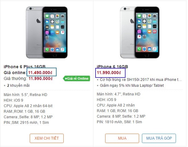 Ngược đời giá iPhone 6 Plus rẻ hơn cả iPhone 6 tại Việt Nam - 3
Tại một đại lý khác, giá của iPhone 6 Plus cũng rẻ hơn 500.000 đồng so với iPhone 6.