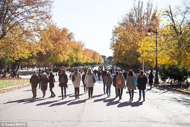 Họ tới thăm công viên El Retiro nổi tiếng trước khi ghé qua các khu chợ Giáng sinh tại Madrid, Tây Ban Nha
