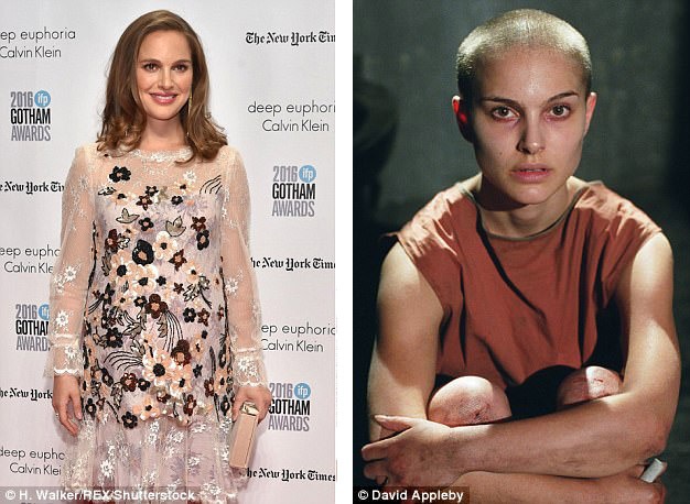 Nữ diễn viên “Thiên nga đen” Natalie Portman (36 tuổi) cũng đã từng xuống tóc khi đóng phim tâm lý giật gân “V For Vendetta” (2005).