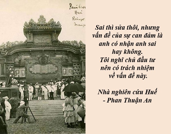 “Nóng” chuyện trùng tu di tích - 6 Nhà nghiên cứu Huế lên tiếng vụ trùng tu bia cổ Quốc Học gây xôn xao - Ngày 13/1, PV đã có cuộc trao đổi với nhà nghiên cứu Huế nổi tiếng - ông Phan Thuận An về việc trùng tu Bia Quốc Học đang gây xôn xao dư luận. Ông An cho hay “trùng tu là phải sửa cho nó giống như cũ. Nếu dùng cho đúng từ của khoa học trùng tu phục hồi, thì phải làm lại như tất cả những gì nó đã có”.