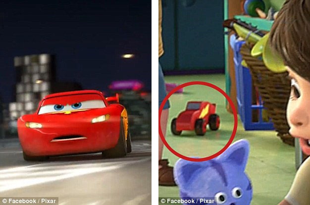 Nhân vật Lightning McQueen trong “Cars 2” (Vương quốc xe hơi 2 - 2011) xuất hiện trong hình hài một món đồ chơi trong “Toy Story 3” (Câu chuyện đồ chơi 3 - 2010).