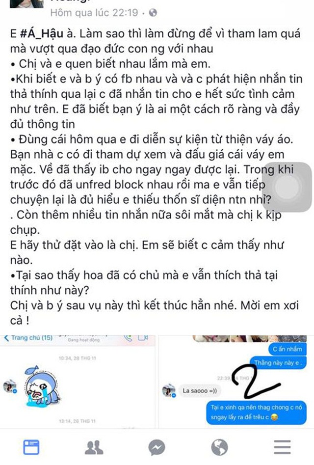 3 scandal ồn ào khi các nàng hậu Việt bị tố “giật chồng”, “thả thính” - 4 Tài khoản T.H lên tiếng tố Á hậu Huyền My.