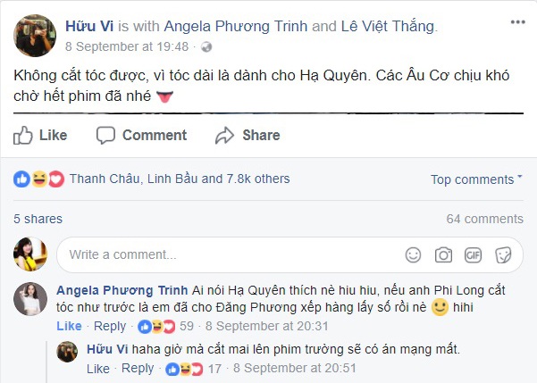 Rocker Nguyễn lên tiếng trước tin đồn “bằng mặt mà không bằng lòng” với Angela Phương Trinh - 6 Qua các dòng bình luận trên facebook cho thấy cả hai có sự tương tác khá nhiều sau hậu trường và rất thân thiết.