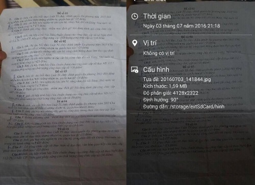 Đắk Lắk: Kỷ luật hàng loạt cán bộ làm lộ đề thi công chức! - 1
Đề thi công chức tại huyện Krông Năng được cho là đã bị lộ và được chụp ảnh lại trước ngày diễn ra kỳ thi 7 ngày (ảnh do người khiếu nại cung cấp)