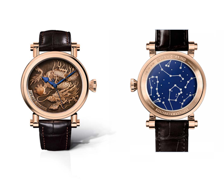 Tác phẩm Speake-Marin Born To Dragon được chế tác theo yêu cầu của một nhà tài phiệt Nga sinh năm Giáp Thìn. Mặt số của chiếc đồng hồ điêu khắc thủ công tinh xảo hình rồng cuộn mình nắm giữ một viên ngọc. Mặt sau của chiếc đồng hồ là bầu trời đêm bằng sapphire xanh với chòm sao thể hiện cung hoàng đạo của chủ nhân chiếc đồng hồ, chòm sao này chế tác từ vàng trắng và kim cương. Hé lộ giá bán của chiếc đồng hồ này là 130 000 USD.