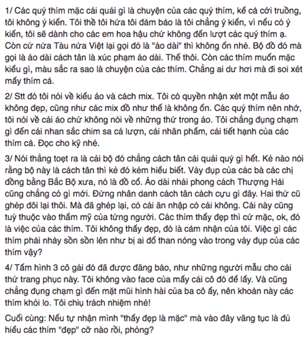 Tranh cãi: Áo dài cách tân "như mắm tôm pha với ca cao"? - 3 Tranh cãi: Áo dài cách tân "như mắm tôm pha với ca cao"? - 3