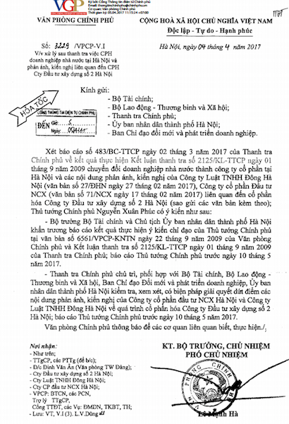 Vụ cổ phần hoá tai tiếng tại HACINCO: Động thái lạ nào liên quan đến khối tài sản “khủng”? - 5
Thủ tướng Chính phủ chỉ đạo giải quyết dứt điểm vụ cổ phần hoá tai tiếng tại HACINCO.