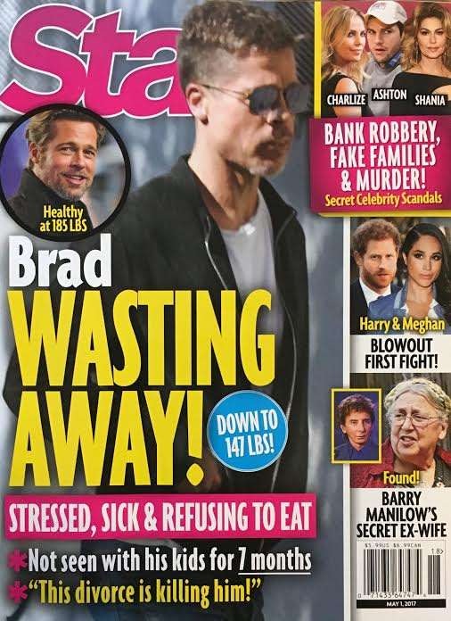 Chia tay Angelina Jolie, Brad Pitt bị biếng ăn và sút cân nghiêm trọng - 1
Tờ Star khẳng định, Brad Pitt bị mắc chứng biếng ăn sau khi Angelina Jolie đệ đơn ly dị.
