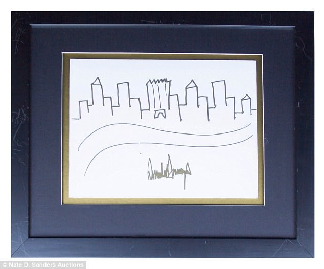 Bức ký họa của Tổng thống Trump có giá khởi điểm 9.000 USD - 1 Bức ký họa của ông Trump. (Ảnh: Nhà đấu giá Nate D. Sanders )