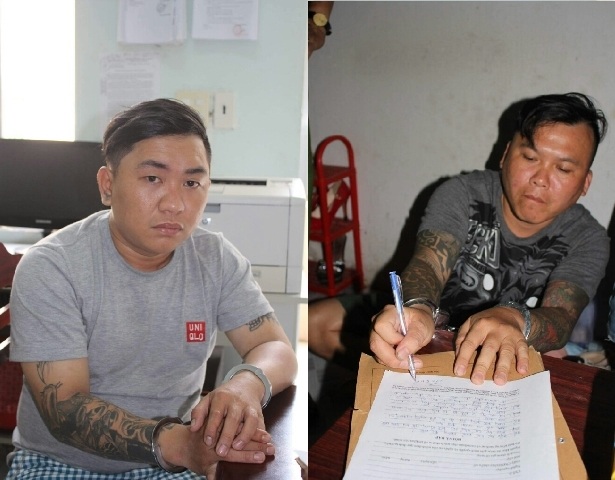 Triệt phá băng nhóm mua ma túy từ TPHCM về Cần Thơ tiêu thụ - 2 Nghi can Cường và Hoàng tại thời điểm bị cơ quan công an bắt giữ