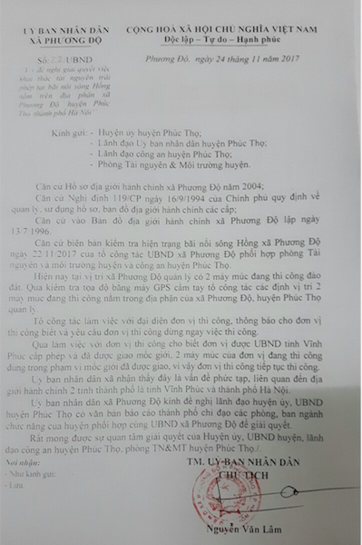 
Chính quyền cấp xã báo cáo khẩn cấp trên.
