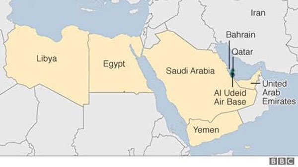 Căn cứ quân sự "khủng" của Mỹ ở Qatar - 1
Vị trí căn cứ không quân Al Udeid của quân đội Mỹ tại Qatar (Ảnh: BBC)