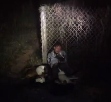 Đối tượng bị bắt cùng tang vật là bao tải chứa xác 5 con chó.