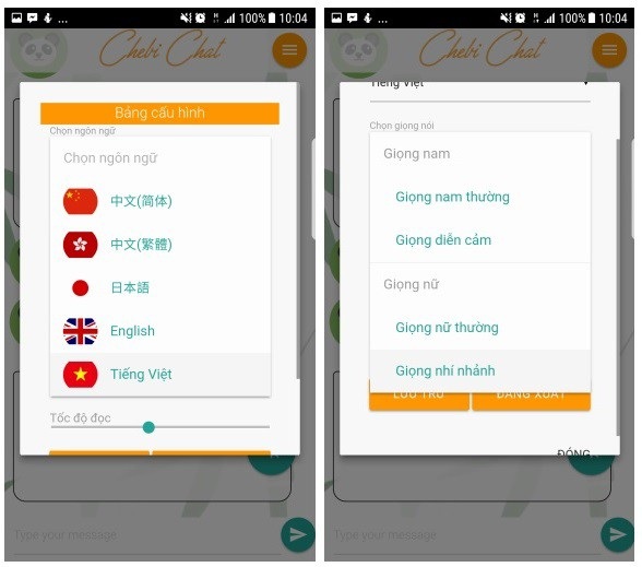 Trợ lý ảo thông minh giúp nâng cao kỹ năng ngoại ngữ - 1 Chebi Chat hỗ trợ nhiều ngôn ngữ với các kiểu giọng đàm thoại khác nhau