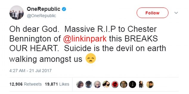 Sao và fan “rúng động” vì sự ra đi của Chester Bennington - 8 Sao và fan “rúng động” vì sự ra đi của Chester Bennington - 8