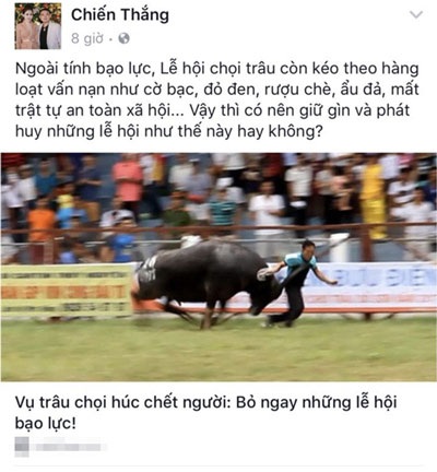 Nghệ sĩ hài Chiến Thắng hoảng sợ vì bị dọa giết - 2 Trang facebook giả danh nghệ sĩ Chiến Thắng đăng tải nội dung không đúng với tinh thần của nghệ sĩ này.