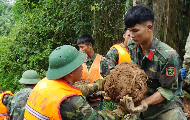 Vật lộn trong lũ chèn đá hộc, đóng cọc gia cố chân đê - 5 Hơn 200 khối đá hộc sẽ được vận chuyển từ Hưng Nguyên xuống để kè chân đê