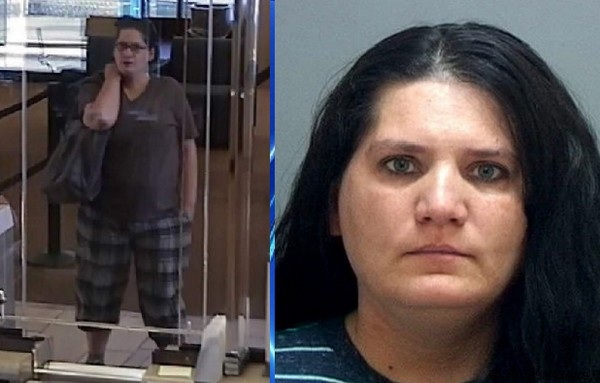 “Nữ quái” mặc đồ ngủ cướp 5 ngân hàng trong... 90 phút - 1 Hình ảnh của “nữ quái” được camera an ninh tại ngân hàng ghi lại được và chân dung thực sự khi bị bắt giữ