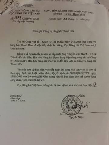 
Dù ông Nguyễn Văn Thanh đã được Cục trưởng gửi công văn đồng ý cho về công tác tại CVHHTH nhưng vẫn bị cơ quan này cho ra rìa
