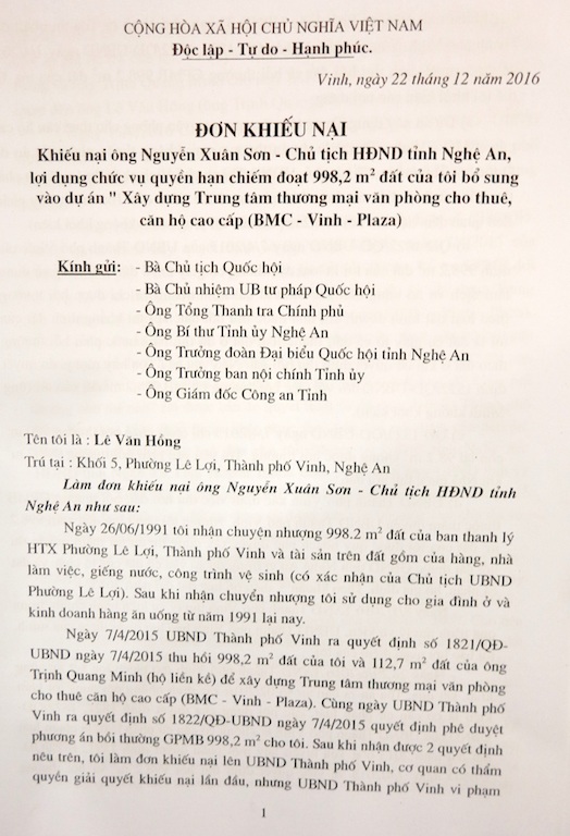 Yêu cầu Chủ tịch HĐND tỉnh Nghệ An nhanh chóng làm rõ việc thu hồi đất của dân! - 3 Yêu cầu Chủ tịch HĐND tỉnh Nghệ An nhanh chóng làm rõ việc thu hồi đất của dân! - 3