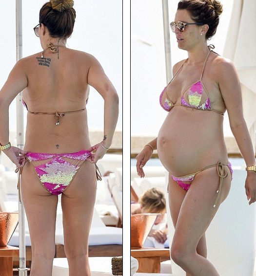 Cựu hoa hậu Anh khoe bụng bầu với bikini - 6
Người đẹp đã có 3 cậu con trai sẽ sớm đón thêm 1 con trai nữa