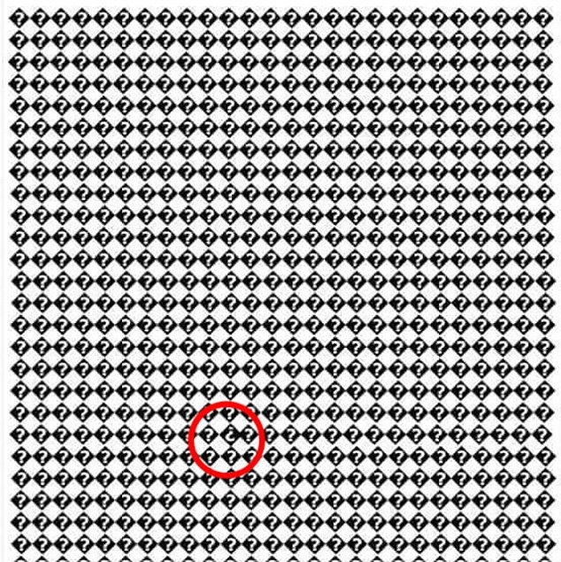 Cuối cùng thì cũng nhìn ra dấu hỏi ngược chiều nằm ở phía dưới về bên trái.