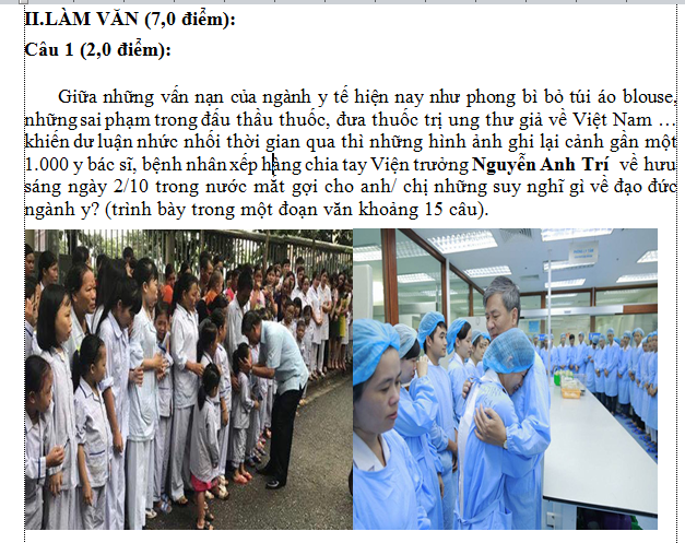 Hình ảnh về thầy Văn Như Cương và bác sĩ Nguyễn Anh Trí vào đề Văn - 2 Sự kiện lay động lòng người về buổi chia tay về hưu của GS.TS Nguyễn Anh Trí cũng xuất hiện trong đề Văn giữa kỳ Trường THPT Nguyễn Du, TPHCM